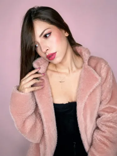Casaco de pelo/pelúcia rosa/rose