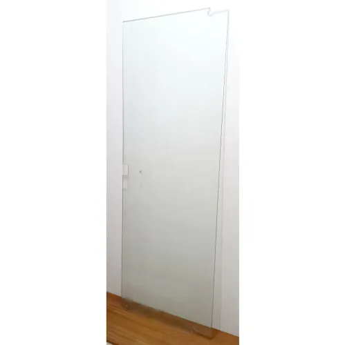 Porta de vidro temperado de abrir/giro. Largura 71 cm x Altura 202 cm x Espessura 1 cm.