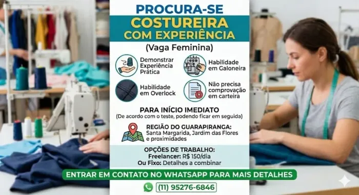 Costureira com experiência