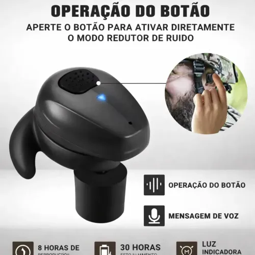 Protetores Auriculares YHKEMA NRR27dB - Fones de Ouvido Bluetooth Táticos 