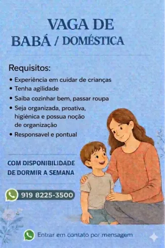 VAGA DE BABA/SECRETÁRIA DO LAR