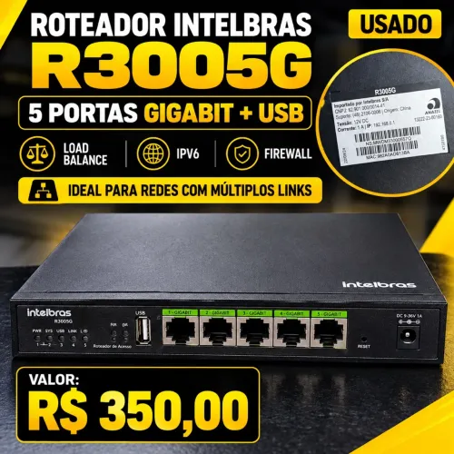 Roteador Intelbras R3005G Gigabit 5 Portas Load Balance USB