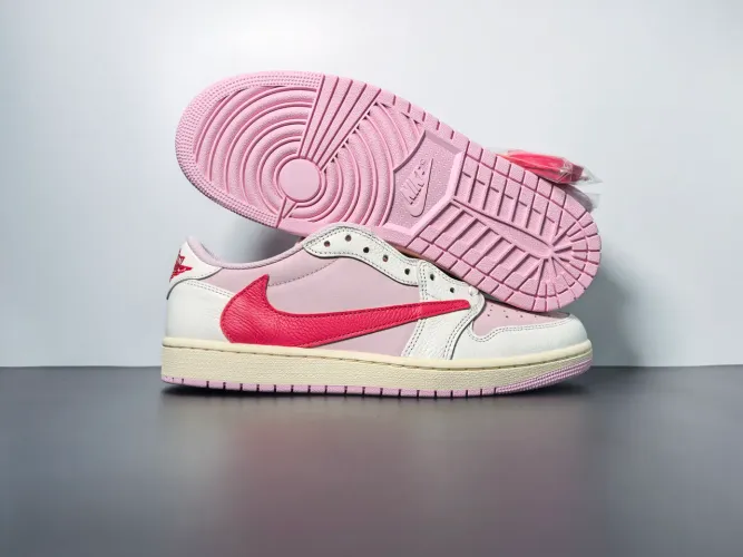 Tênis Air Jordan 1 Low OG SP Travis Scott Sail Tropical Pink Rosa