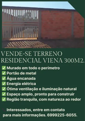 Vende-se Terreno 300m2 Residencial Viena.