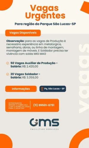 ESTAMOS CONTRATANDO ZONA LESTE SP