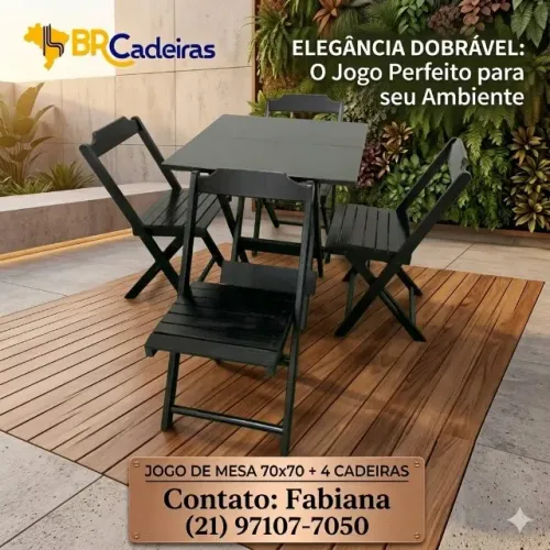 Mesa rustica 70x70 com 4 cadeiras em madeira