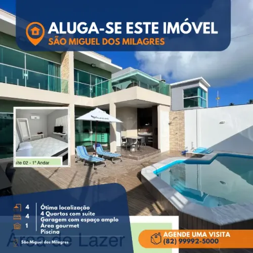 Casa Completa com Piscina em São Miguel dos Milagres | 4 Suítes | Conforto e Exclusivida