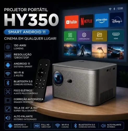 Projetor Hy350 Smart Full Hd 4k Lúmen -NOVO