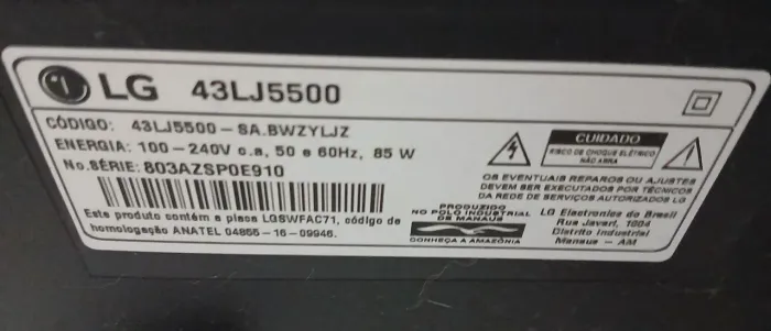 Peças pra TV LG 43 Polegadas Smart TELA QUEBRADA