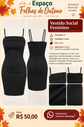 Vestido Preto Sensual/ Elegante M