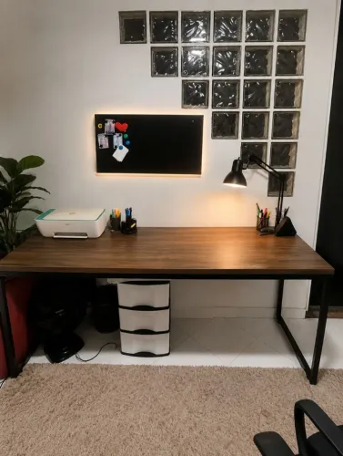 Mesa Diretor 180cm Carvalho com Estrutura em Aço - Excelente Oportunidade