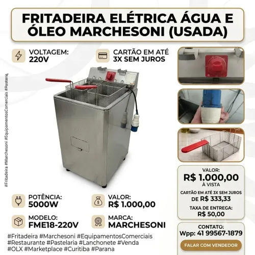 fritadeira marchesoni 18 litros água e óleo