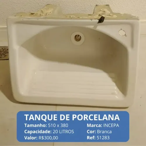 Tanque de Lavanderia Incepa 20L Branco - Porcelana - Novo