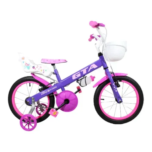 Bicicleta Aro 16 GTA Purple Flower Roxo / Rosa Infantil 12107
