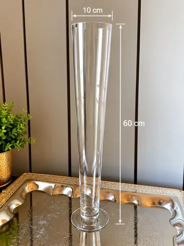 Vaso de Vidro Transparente Alto - 60 cm - Decoração e Eventos