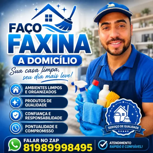 Faço faxina a domicílio falar no ZAP *95