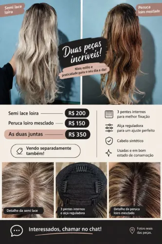 Semi Lace Loiro + Peruca Loiro Mesclado