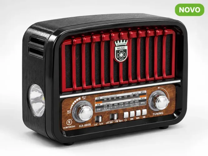 Rádio Portátil Retrô Kapbom KA-8808 FM AM SW USB