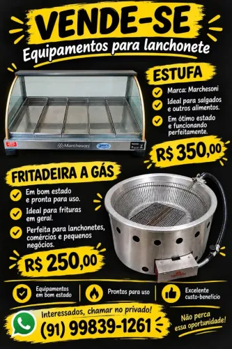 Estufas e fritadeira para salgados