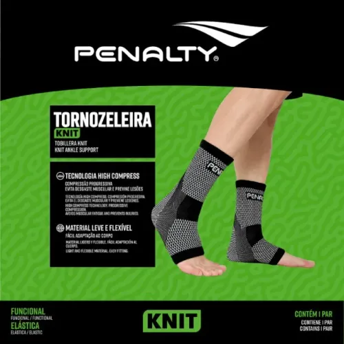 Tornozeleira Elastica Futebol Penalty Knit XXIII Preto 654057