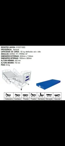 Cama hospitalar elétrica Premium com todos os movimentos top nova
