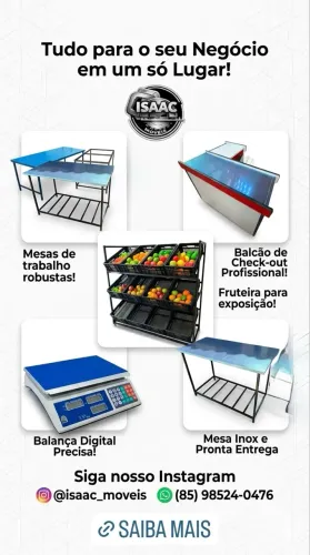 Balcão Caixa | Fruteiras | Mesas Inox | Balanças | Estante Rústica