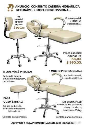Cadeira para estética/ sobrancelhas/ cílios/ maquiagem