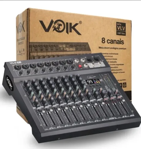 Mesa De Som 8 Canais Voik VLV-08 Metal USB Bluetooth 99 Efeitos