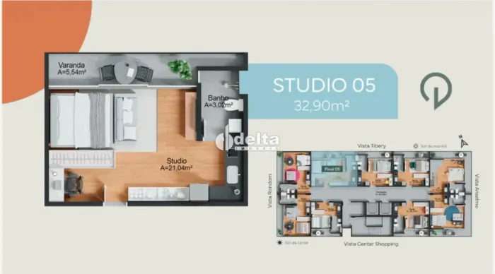Apartamento com 1 quarto disponível para venda no bairro Tibery em Uberlândia-MG
