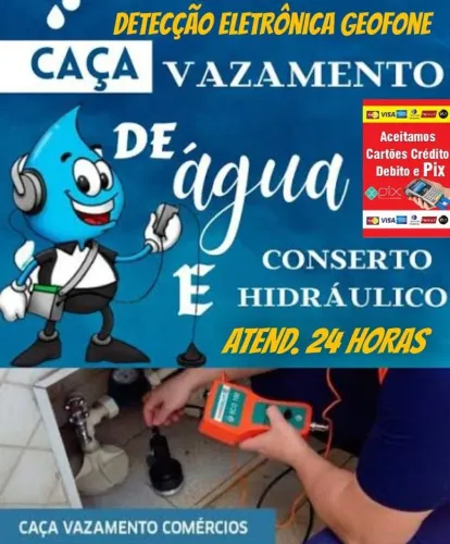 Encanador serviços hidráulicos e caça vazamentos com equipamento eletrônico ( Geofone )
