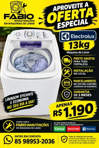 máquina de lavar Electrolux 13kg + frete grátis+instalação no local+garantia+12x no cartao