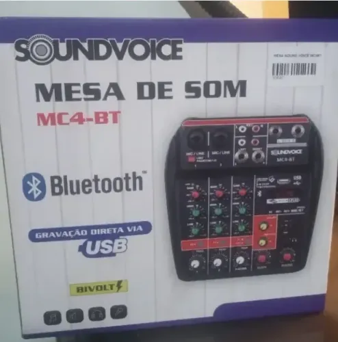 Mesa Som MC4-Bt Mixer 4 Canais Bluetooth Soundvoice Bivolt