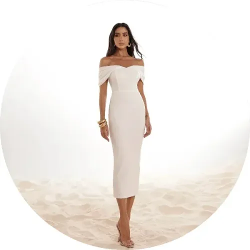 Vestido midi lápis branco M DOT.