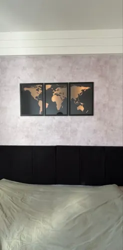 Kit com 3 Quadros Decorativos Mapa-Múndi 