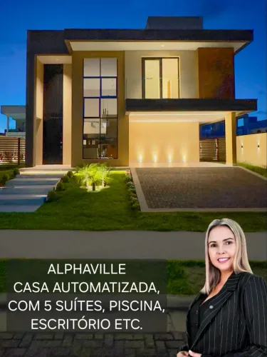 Casa no Alphaville Catuana, automatizada, 05 suítes, escritório, piscina, som ambiente, al