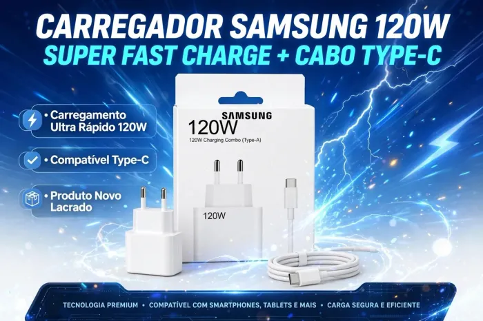 Carregador celular 120W tipo C