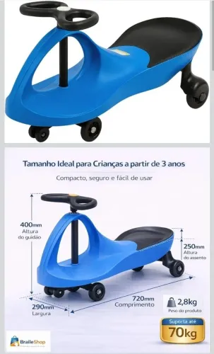 Carrinho Gira gira Infantil 360° Sem Pedal com Volante, Suporta até 70kg