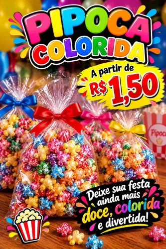 ? VAI TER FESTA? ENTÃO TEM QUE TER PIPOCA a partir de1,50<br>