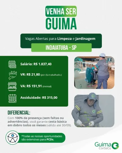 Vaga Auxiliar de Limpeza - Indaiatuba