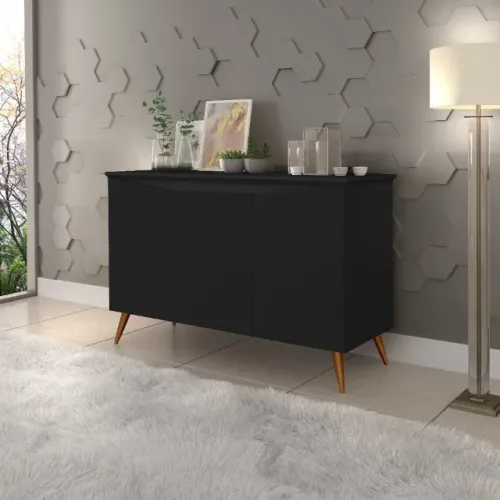 Buffet Aparador Encanto 3P Preto Até 12x - Frete Grátis