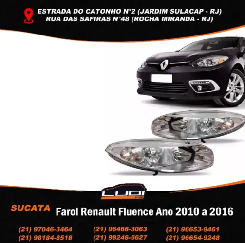 Farol Renault Fluence Ano 2010 a 2016