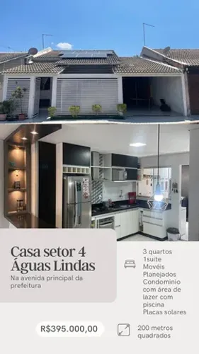 Casa de 3 Quartos Sendo 1 Suite, Energia Solar, Ar condicionado, Àrea de laser com Piscina