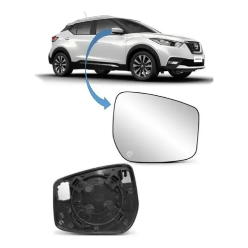 Lente Retrovisor Nissan Kicks 2017 - L Direito - Lente C/ Placa - Metagal