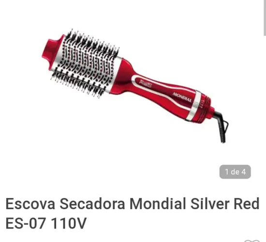 Escova secadora modeladora mondial silver red bivolt