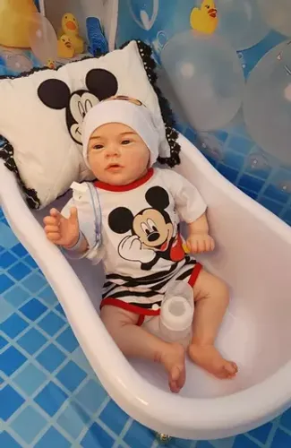 Bebê reborn menino todo de silicone 49 cm