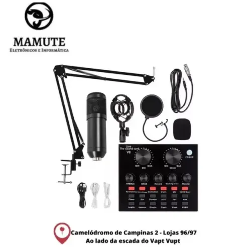 Microfone Com Braço Articulado Suporte + Mesa v8 Profissional