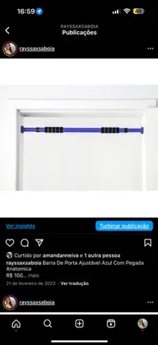 Barra De Porta Ajustável Azul Com Pegada Anatomica