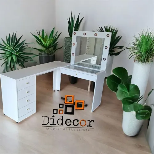 Penteadeira camarim com spot em led e puxador cristal