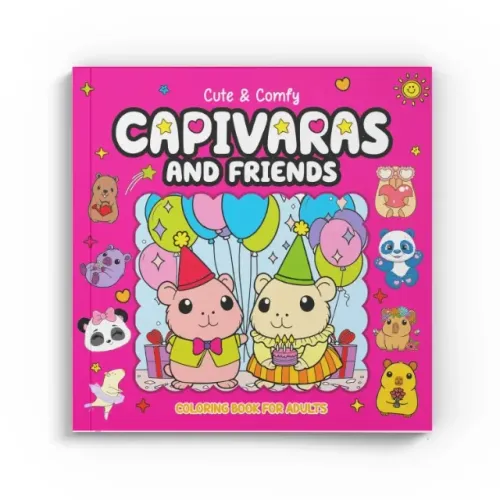 Livro - Cute & Comfy Coloring Book for Adults - Capivaras and Friends - Livro de Colorir