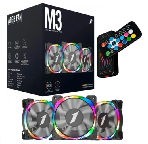 Fan Gamer 1stplayer M3 Combo Preto 3 X 120mm Argb C/controle